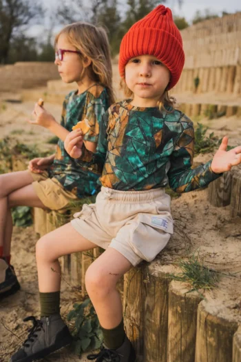 Bluzka dziecięca z długim rękawem z wełny merino green gorpcore