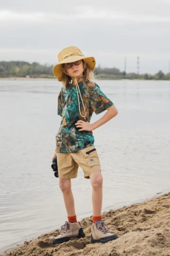 Koszulka z wełny merino dla dzieci green gorpcore