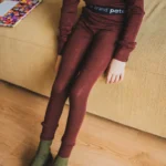 Legginsy termoaktywne z wełny merino 100% dla dzieci bordowy melanż