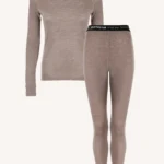Dwupak: Bielizna damska góra i legginsy beżowy melanż