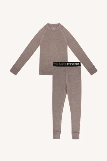 Dwupak: Bielizna termoaktywna dla dzieci góra i legginsy beżowe