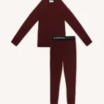 Dwupak: Bielizna termoaktywna dla dzieci góra i legginsy bordowe