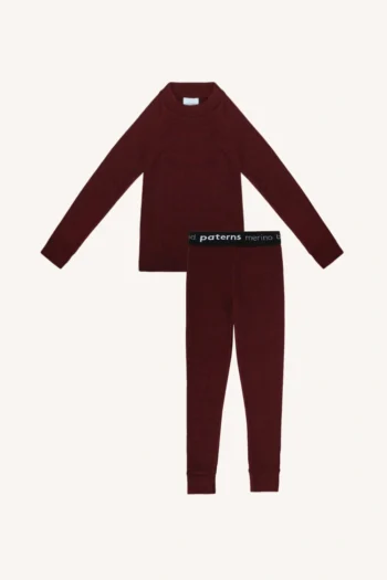 Dwupak: Bielizna termoaktywna dla dzieci góra i legginsy bordowe