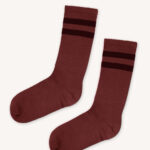 Skarpety trekkingowe merino z paskami bordowe