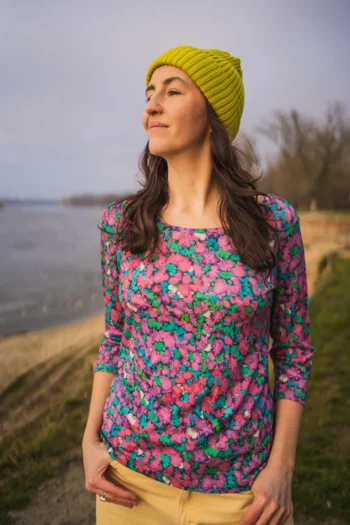 Koszulka z wełny merino z rękawem 3/4 pinkpilio