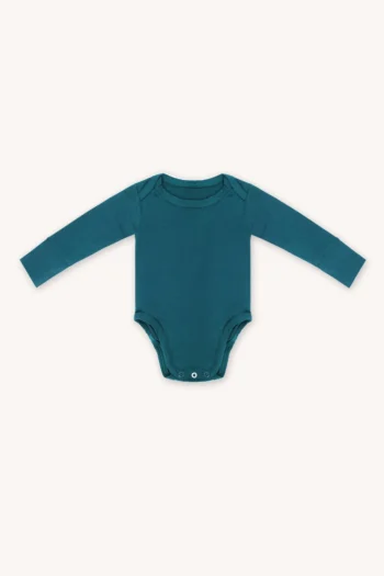 Body z wełny merino dla dzieci petrol