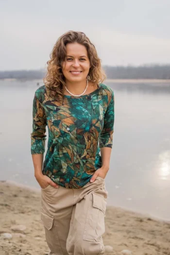 Koszulka z wełny merino z rękawem 3/4 green gorpcore