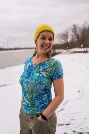 Koszulka z wełny merino damska blue gorpcore