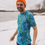 T-shirt z wełny merino męski gorpcore blue