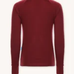 Bluza sportowa damska z wełny merino w bordowym kolorze. Tył bluzy.