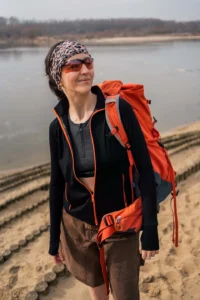 Bluza z wełny merino sportowa damska czarna