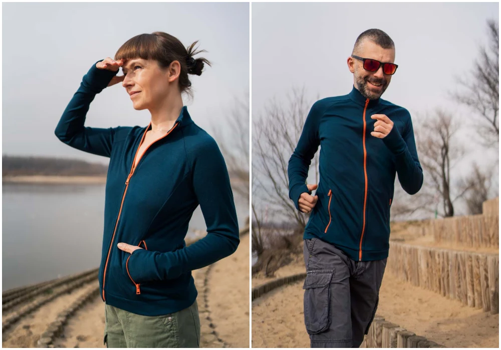 Co spakować na wyjazd? Bluzę z wełny merino w kolorze petrol