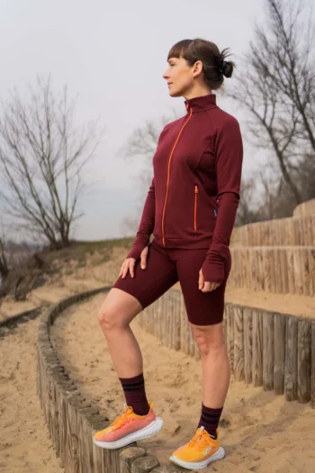 Kolarki z wełny merino damskie bordowe