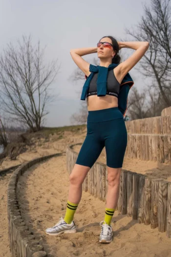 Kolarki z wełny merino damskie petrol