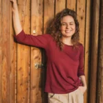 Koszulka z wełny merino z rękawem 3/4 bordowa Koszulka z wełny merino z rękawem 3/4 bordowa