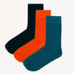 Trzypak: skarpetki z wełny merino czarne, petrol, pomarańczowe
