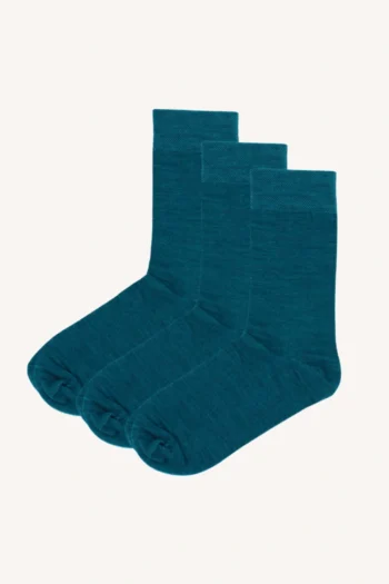 Trzypak: skarpetki z wełny merino petrol
