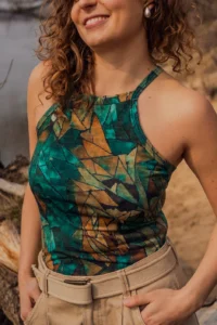 Tanktop z wełny merino damski green gorpcore