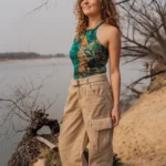 Top z wełny merino green gorpcore