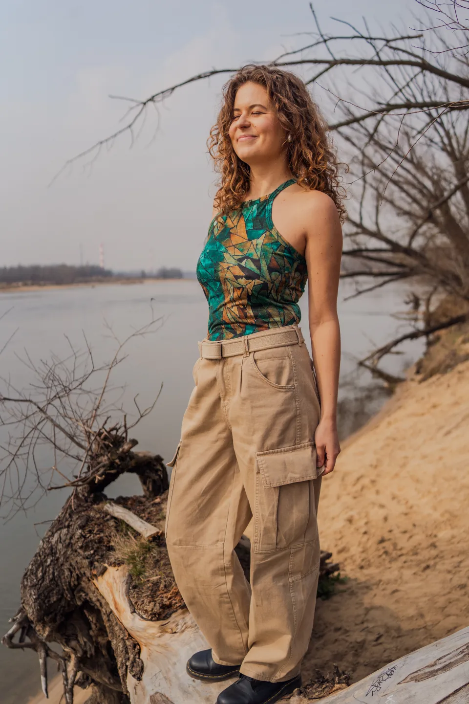 Top z wełny merino green gorpcore