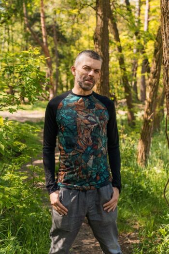 Koszulka męska z raglanowym rękawem z wełny merino green gorpcore