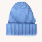 Czapka z wełny merino ściągaczowa jasnoniebieska