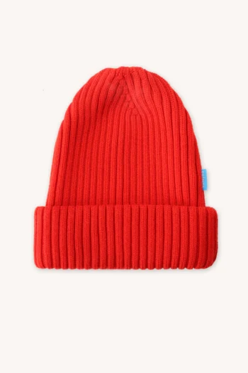 Czapka z wełny merino ściągaczowa czerwona