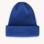Czapka z wełny merino ściągaczowa kobaltowa