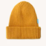 Czapka z wełny merino ściągaczowa miodowa