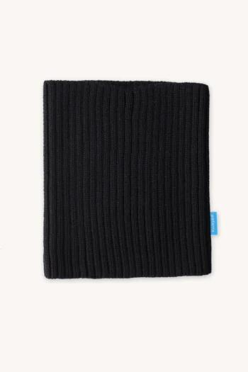 Komin z wełny merino ściągaczowy czarny