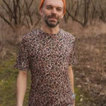 T-shirt z wełny merino męski panterka