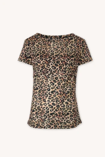 Koszulka do karmienia z wełny merino panterka