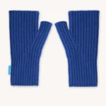 Rękawiczki mitenki bez palców z wełny merino kobaltowe