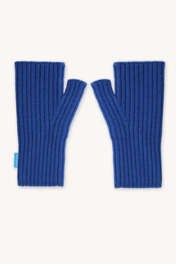 Rękawiczki mitenki bez palców z wełny merino kobaltowe