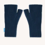 Rękawiczki mitenki bez palców z wełny merino petrol