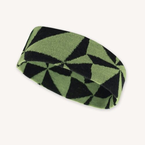 Opaska z wełny merino termoaktywna w oliwkowe trójkąty Opaska z wełny merino termoaktywna w oliwkowe trójkąty