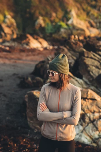 Bluza z wełny merino sportowa damska mocha