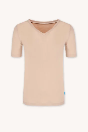 Koszulka pod koszulę 100% merino z dekoltem V męska cielista