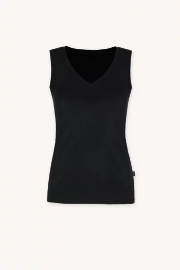 Podkoszulka z wełny merino z dekoltem V czarna