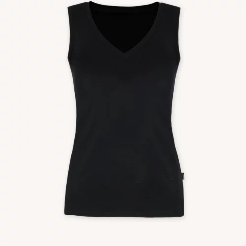 Podkoszulka z wełny merino z dekoltem V czarna