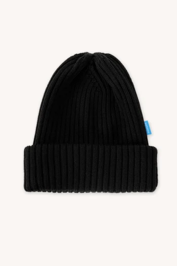 Czapka z wełny merino ściągaczowa czarna