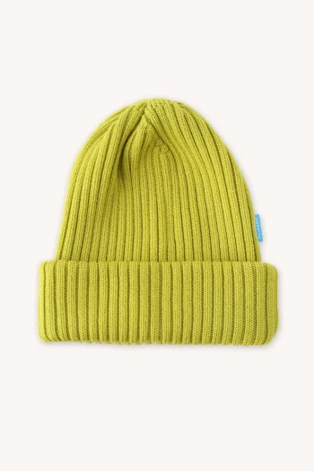 Czapka z wełny merino ściągaczowa limonka