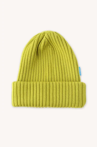 Czapka z wełny merino ściągaczowa limonka