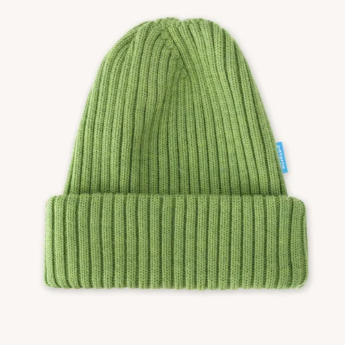 Czapka z wełny merino ściągaczowa zielona