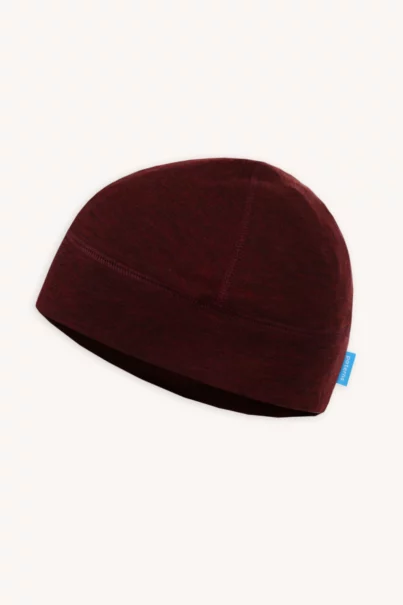 Czapka pod kask rowerowy z wełny merino bordowa