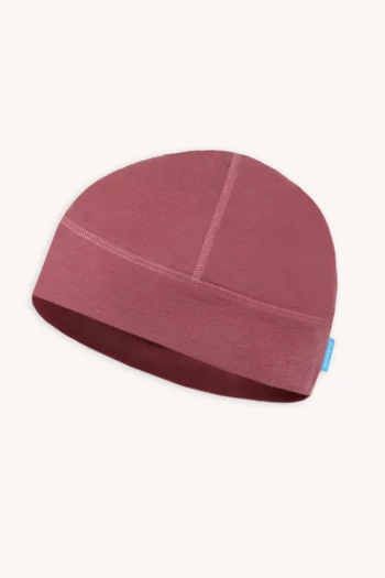 Czapka pod kask rowerowy z wełny merino zgaszony różowy
