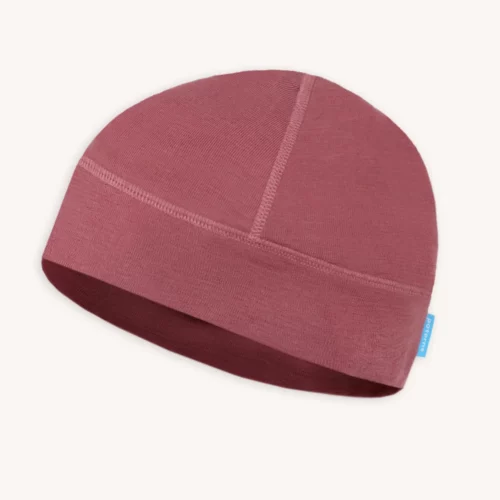 Czapka pod kask rowerowy z wełny merino zgaszony różowy