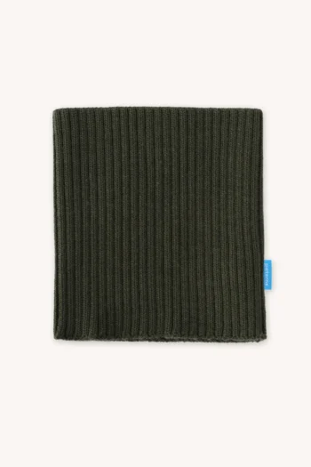 Komin z wełny merino ściągaczowy oliwkowy