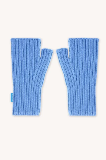 Rękawiczki mitenki bez palców z wełny merino niebieskie