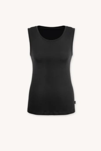 Podkoszulka z wełny merino z dekoltem U czarna